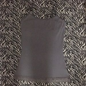 Grey blue tank top with lace and built in bra. Perfect condition, like new. Sz M